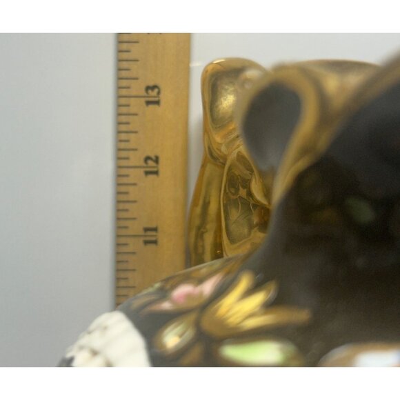 Pair of gilded Rococo majolica decor ewers lamps reticulated hand painted Italy - Picture 16 of 16